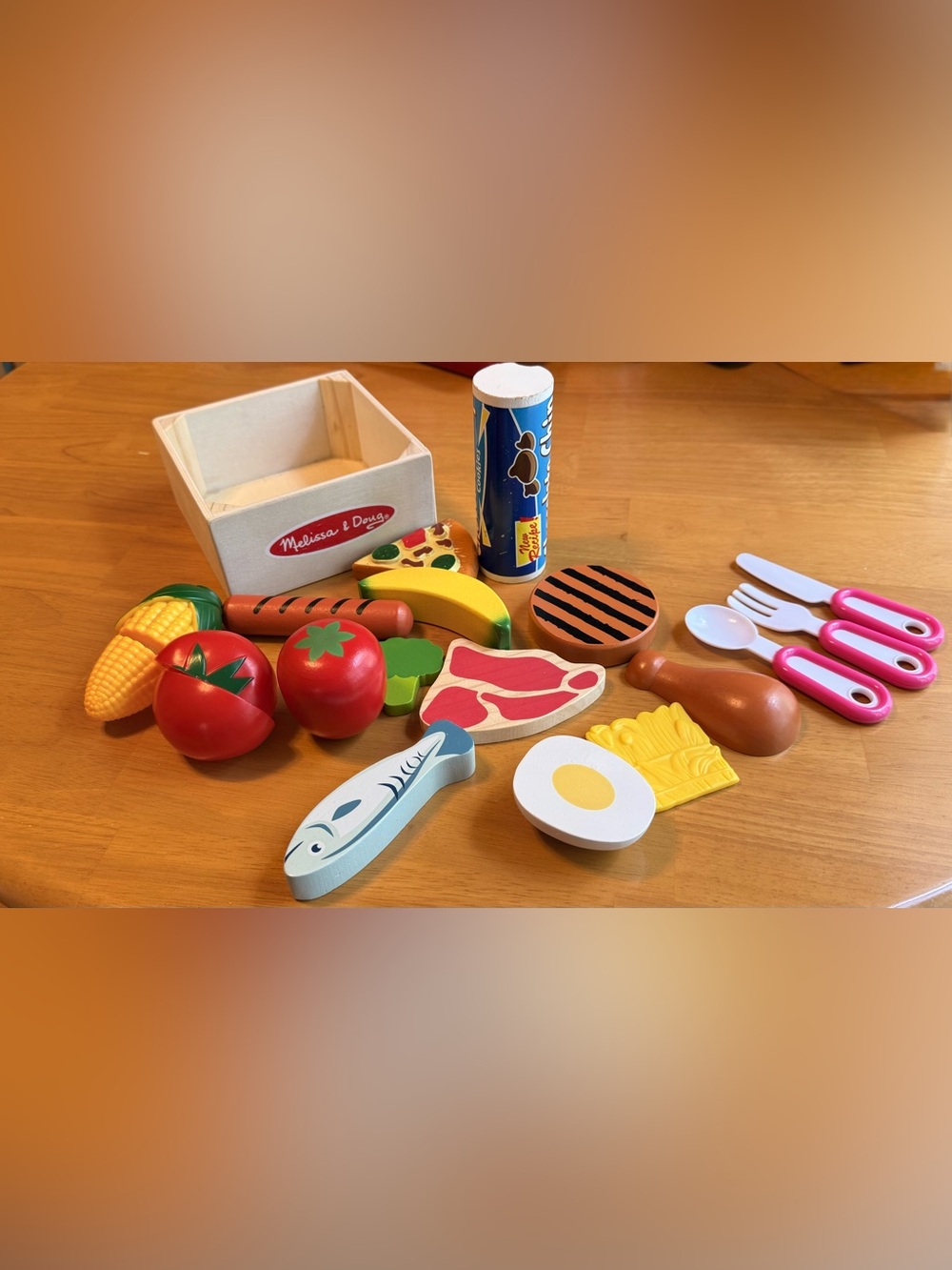 Melissa & Doug Wooden Play Food Set – Multi-Color Pretend Meals